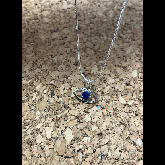 Silver Evil Eye Swarovski Crystal Necklace - Picture 2 of 6